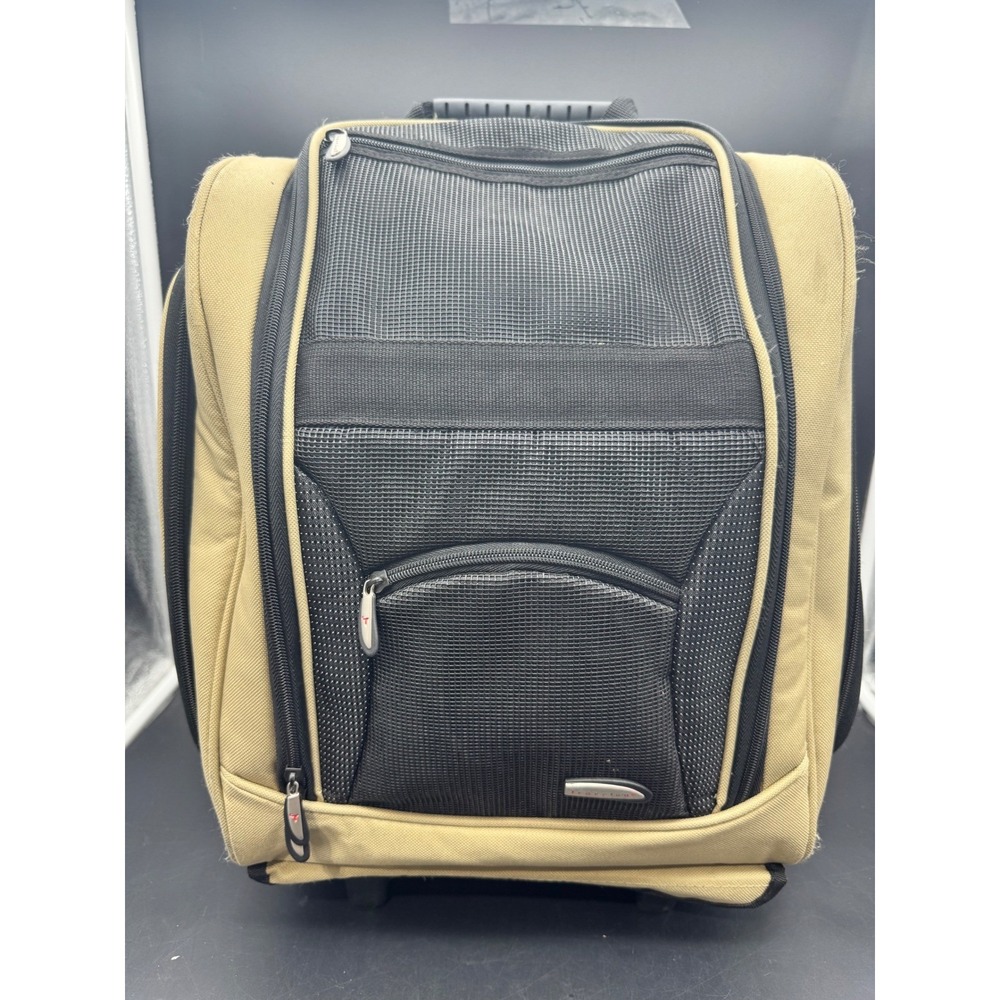 Travelon Wheeled Under Seat Carry-On Rolling Luggage Khaki Black Travel Bag - Picture 1 of 13